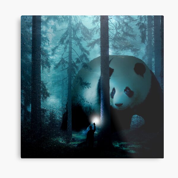 Giant Panda in a Forest Metal Print