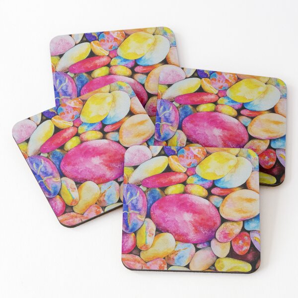 Item preview, Watercolour Pebbles, colourful stone beach art designed and sold by Lolaandthestars.