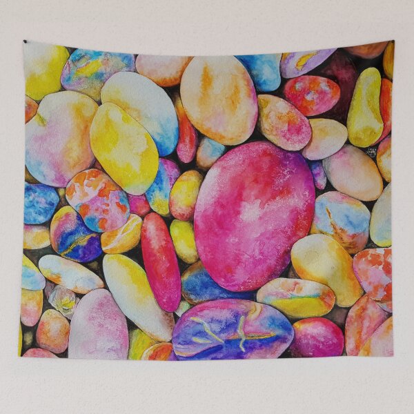 Item preview, Watercolour Pebbles, colourful stone beach art designed and sold by Lolaandthestars.