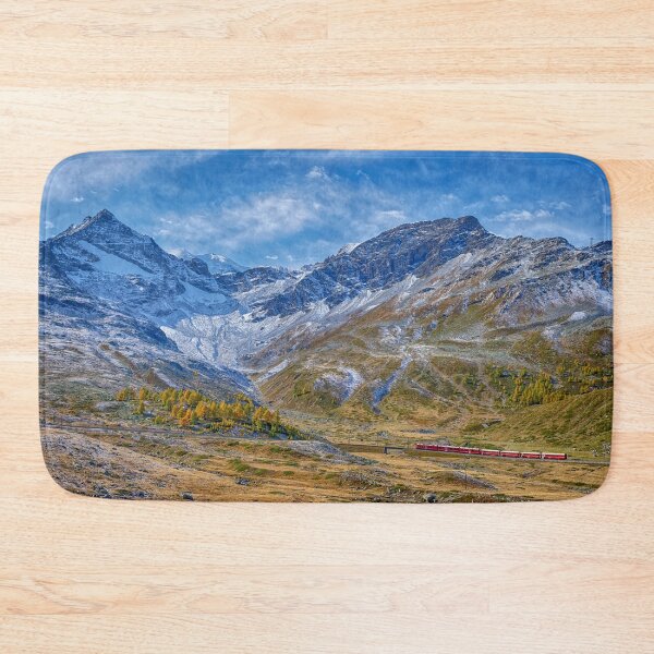 Item preview, Swiss Red Train At Albula Mountain Pass - Switzerland UNESCO World Heritage Site designed and sold by Susan Dost.