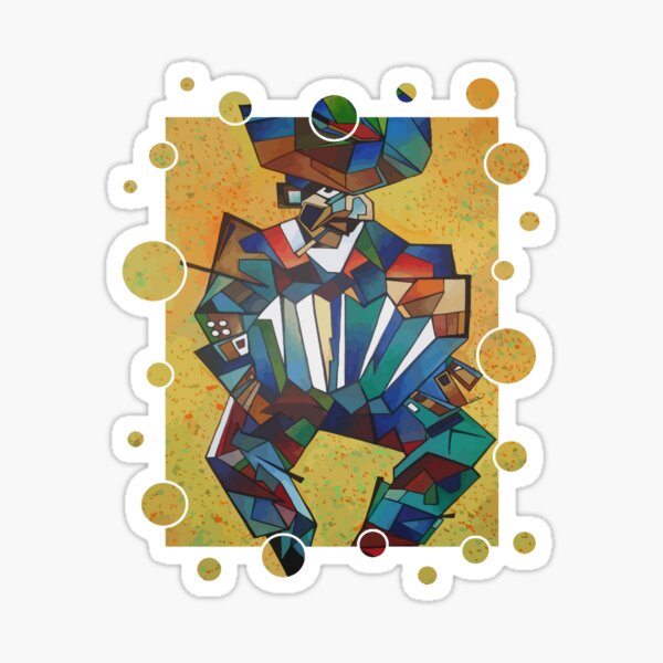 Artistic Accordion Player With Border Sticker