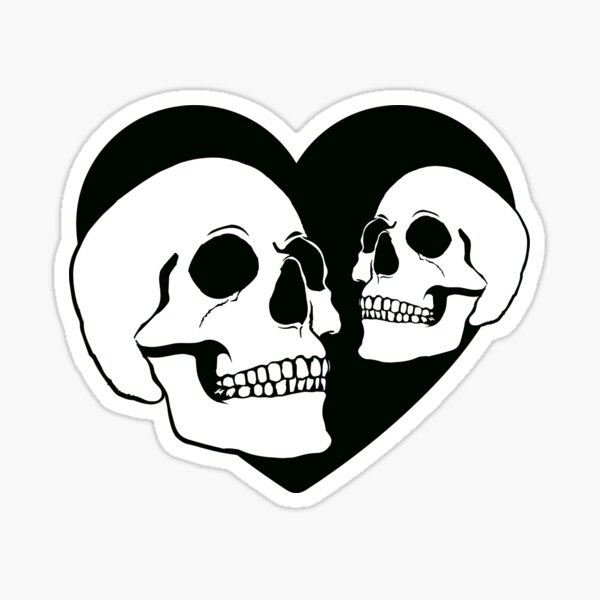 "Skulls in Heart" Sticker for Sale by laurenroche00 | Redbubble