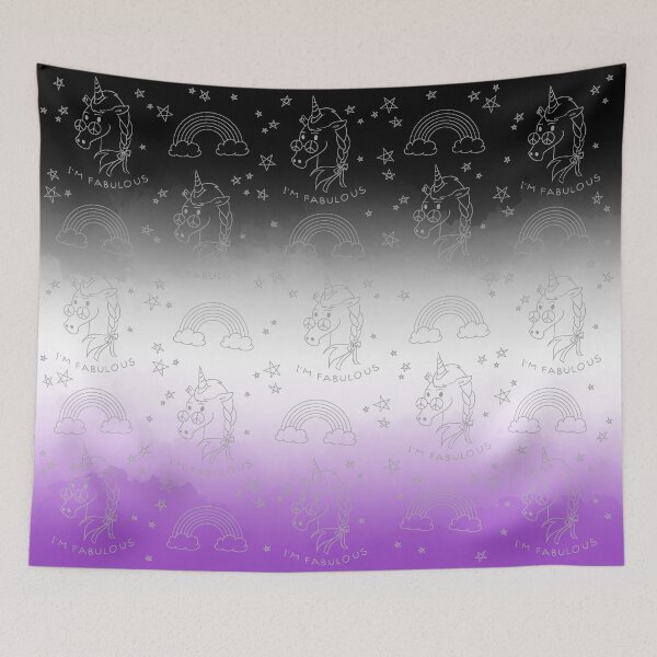 Item preview, I’m fabulous! Ace pride unicorns pattern flag - watercolor  designed and sold by Chiara Filincieri.