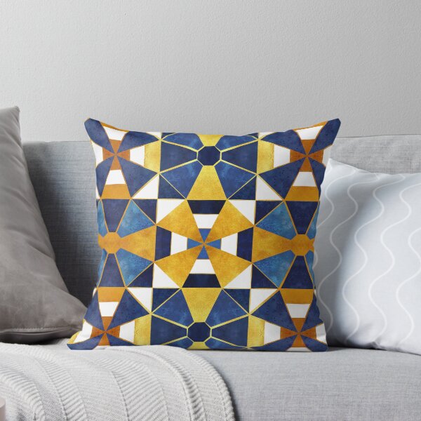 Item preview, Kaleidoscope geometric shapes // gold and blue designed and sold by SelmaCardoso.