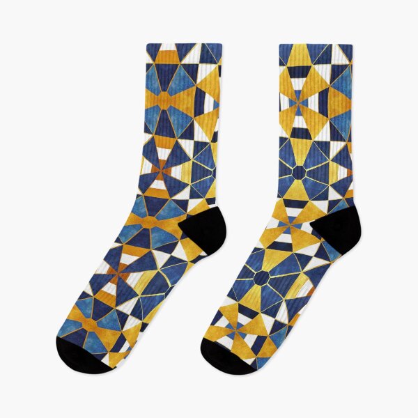 Item preview, Kaleidoscope geometric shapes // gold and blue designed and sold by SelmaCardoso.