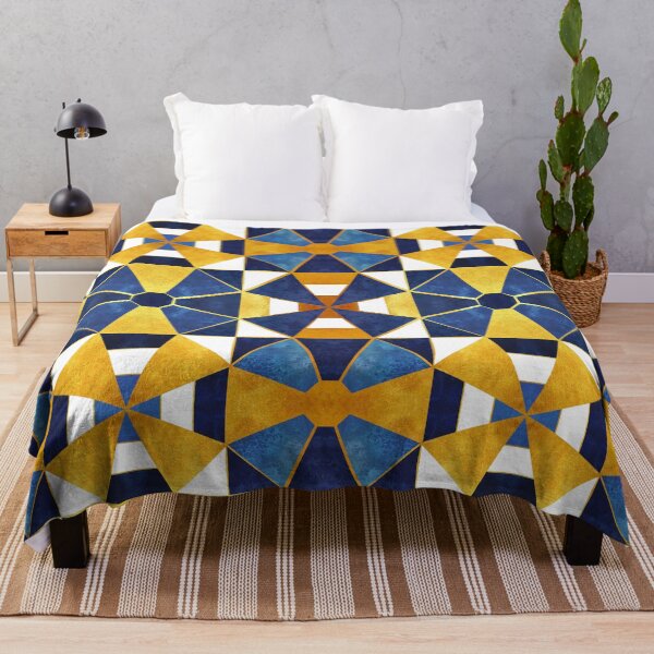 Item preview, Kaleidoscope geometric shapes // gold and blue designed and sold by SelmaCardoso.