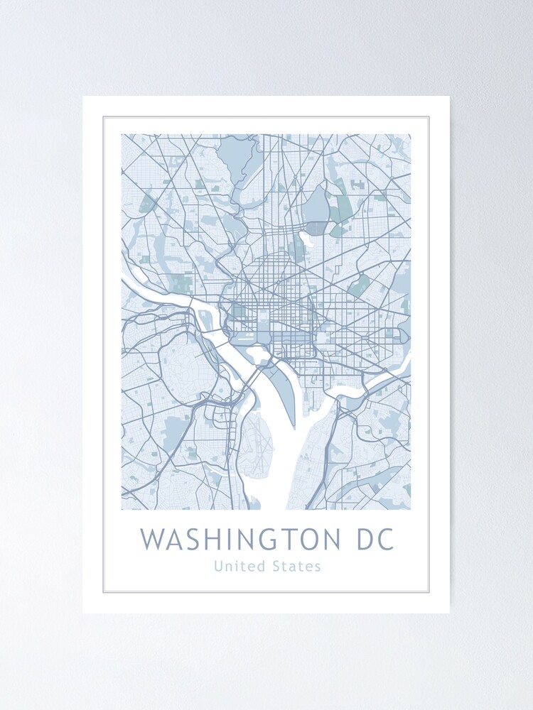 Poster Carte De La Ville De Washington Dc Usa City Us Map Par Theredfinch Redbubble