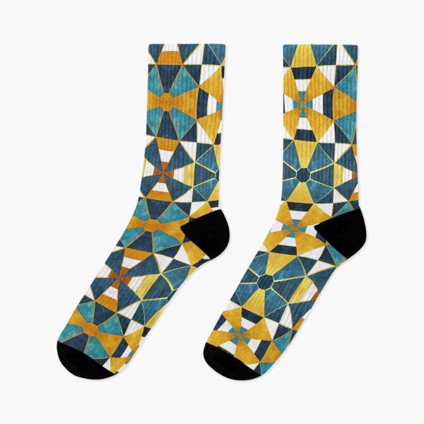 Item preview, Kaleidoscope geometric shapes // gold and teal designed and sold by SelmaCardoso.