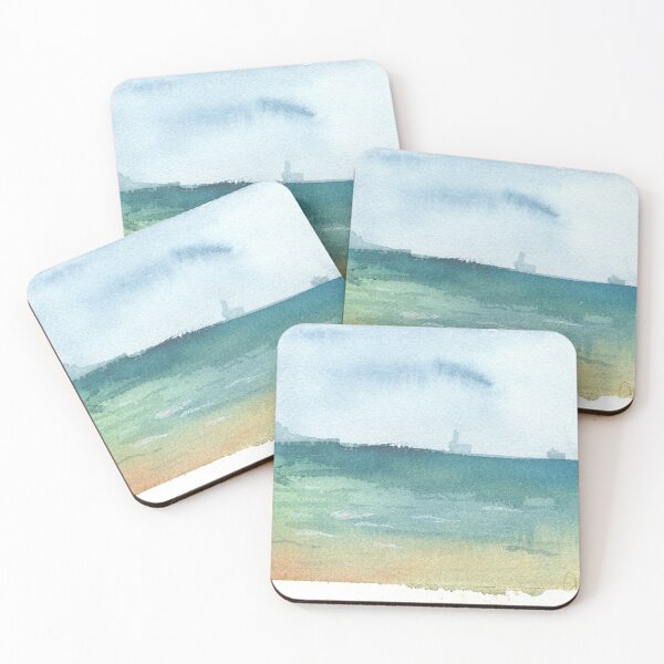 Item preview, Tel Aviv beach in watercolor series designed and sold by mossandhoney.