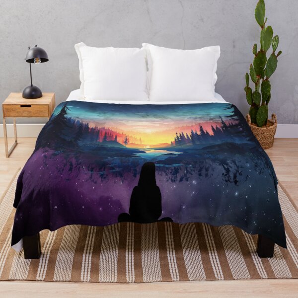 Item preview, river, girl, silhouette, forest, scenic, stars, two dimensions, digital art designed and sold by leen12 Art Designs Prints.