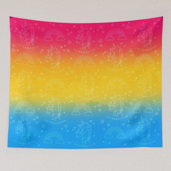 Item preview, I’m fabulous! Pan pride unicorns pattern flag - watercolor  designed and sold by Chiara Filincieri.
