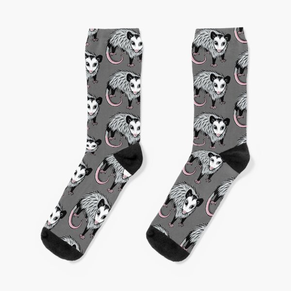 Baby Possum Linocut Digital Socks