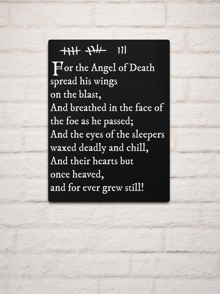 Archer Pam s tattoo Lord Byron poem white text Metal Print