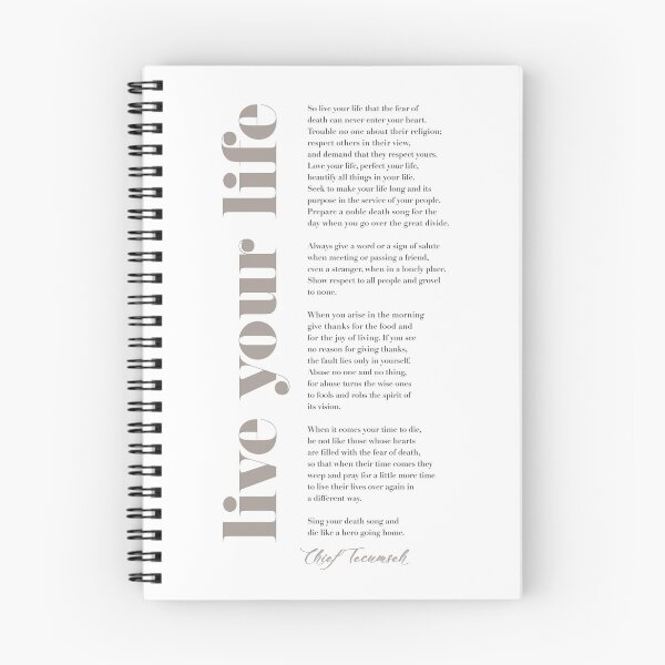 Item preview, Live Your Life with Tecumseh (Greys) designed and sold by TypographyTales.