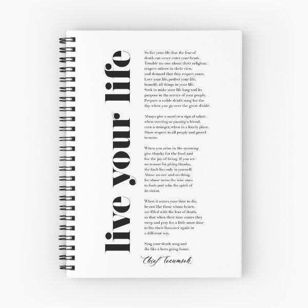 Aperçu de l'œuvre Vivez votre vie avec Tecumseh créée et vendue par TypographyTales.