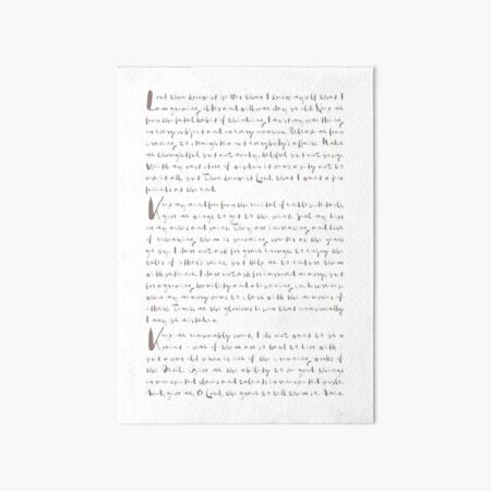 “Seventeenth Century Nun’s Prayer (Grey)” Art Board Print for Sale by