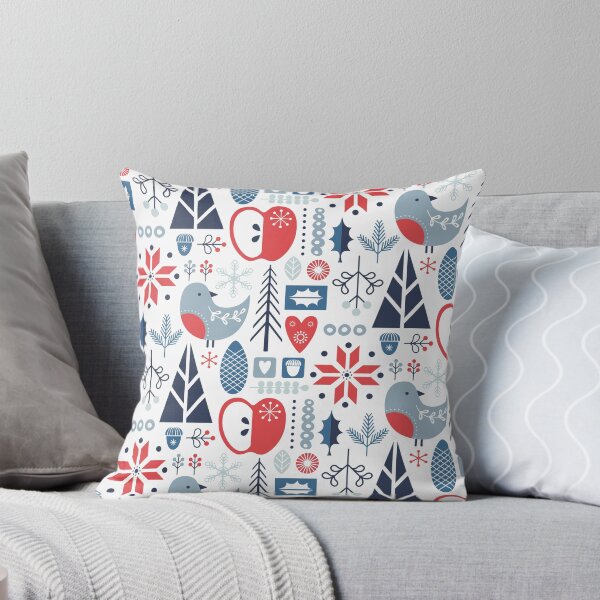 Item preview, Scandi florales de invierno - rojo y azul designed and sold by movezerb.