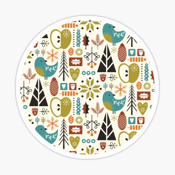 Scandi winter florals - Retro Sticker