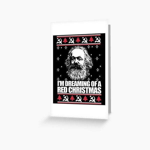 Vista previa del artículo con la obra «SOÑO CON UNA NAVIDAD ROJA Suéter feo de Navidad Karl Marx Divertido Meme comunista marxista», diseñado y vendido por starkle.