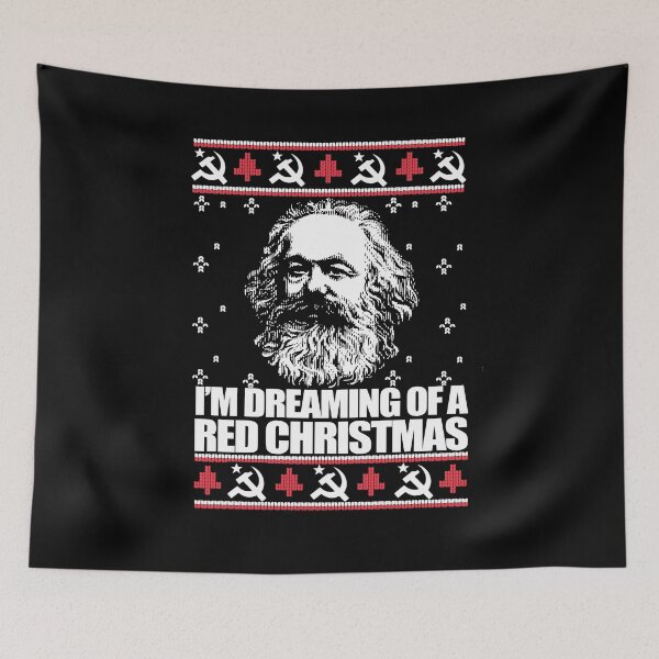 Item preview, I'M DREAMING OF A RED CHRISTMAS Ugly Xmas Sweater Karl Marx Funny Marxist Communist Meme  designed and sold by starkle.