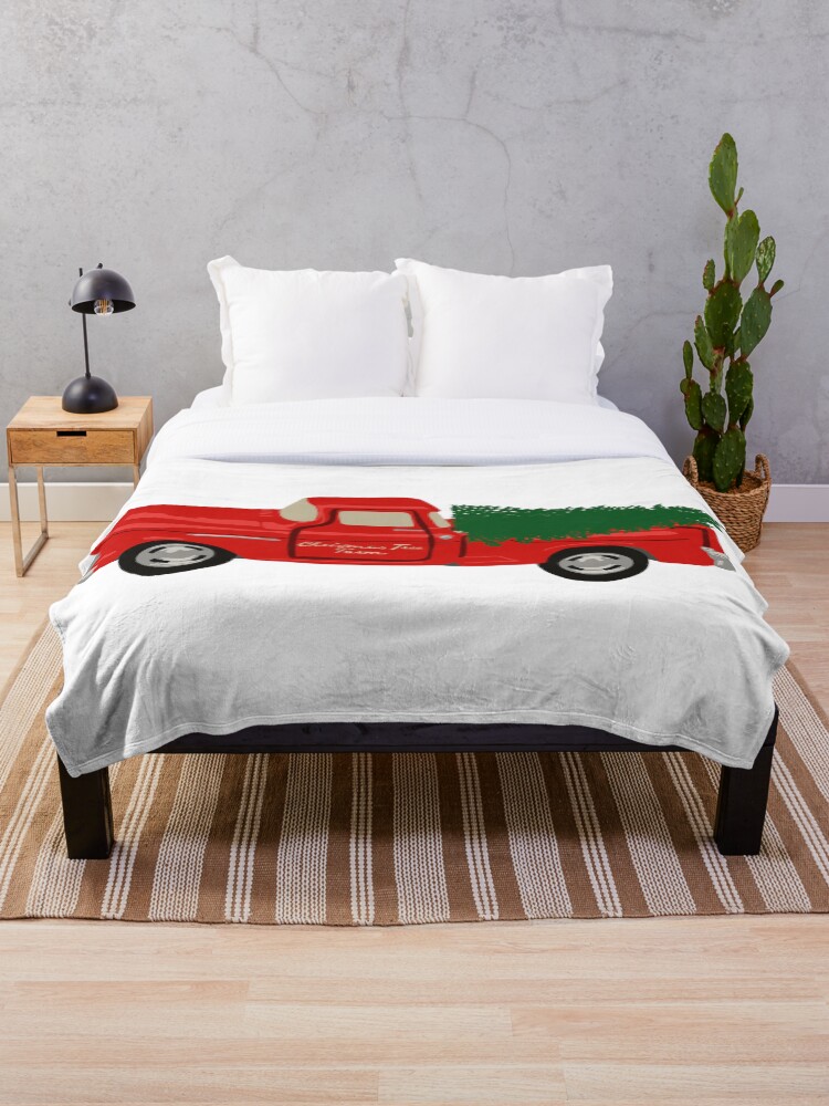 Red truck christmas online throw blanket