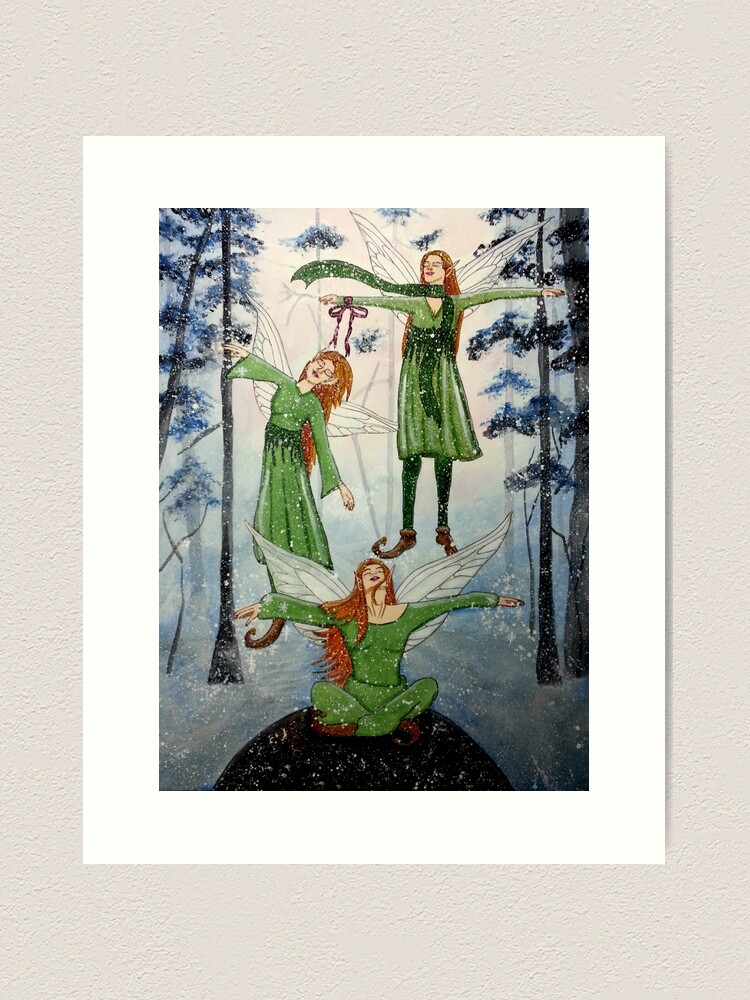 Thumbnail 1 of 3, Art Print, First Snow Fairyphoria - Snow Fairy Art designed and sold by CarolOchs.