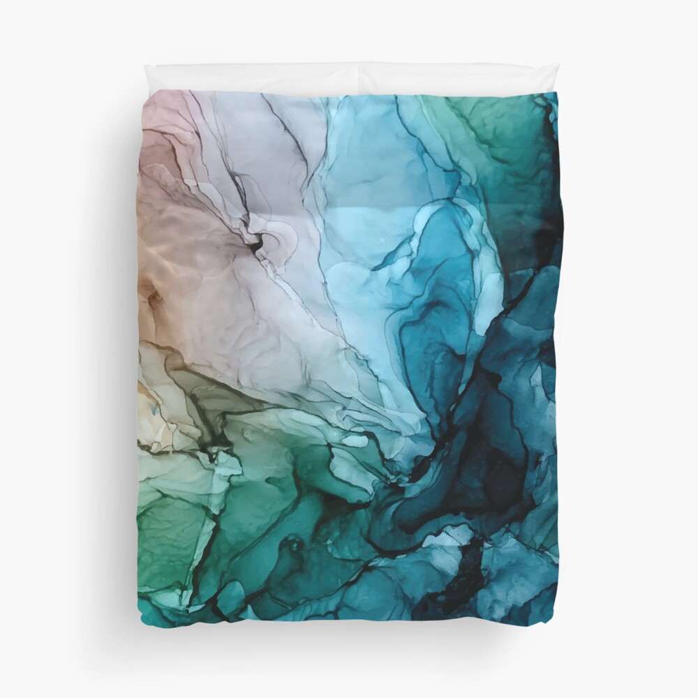 Salty Shores Colorful Abstract Painting Duvet Cover