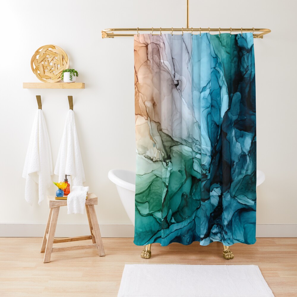 Salty Shores Colorful Abstract Painting Shower Curtain