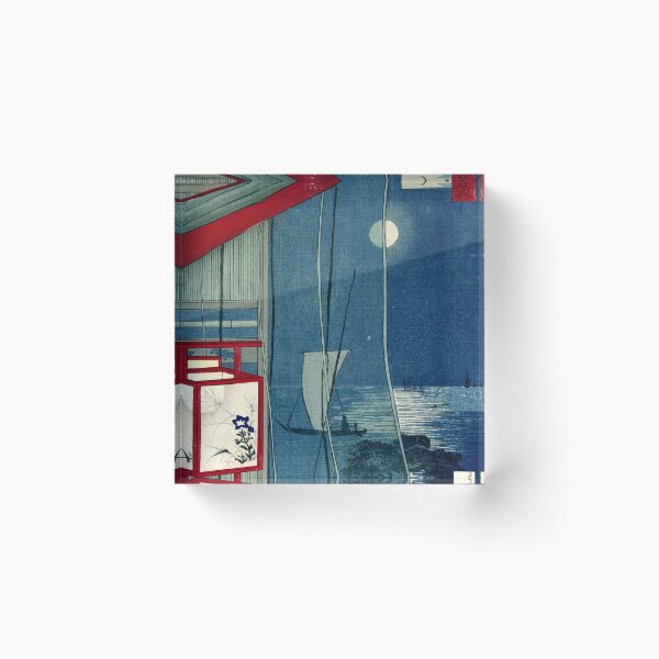 Item preview, Kobayashi Kiyochika - Mosquito net and full moon at Shinagawa designed and sold by Hangastudio.