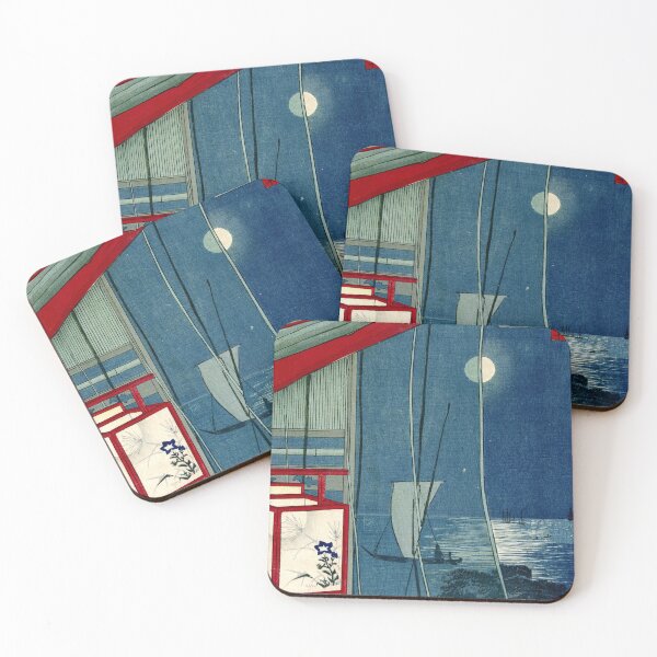 Item preview, Kobayashi Kiyochika - Mosquito net and full moon at Shinagawa designed and sold by Hangastudio.