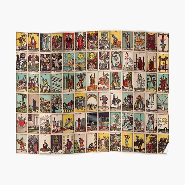 The Full Tarot deck. Major and Minor Arcana Poster