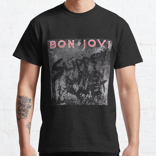 tulisanhitam glissant quand mouillé Bon Jovi T-shirt classique
