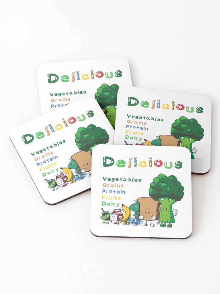 Thumbnail 1 of 5, Coasters (Set of 4), DELICIOUS Food Group T-Shirts PLUS more stuff designed and sold by KarenBarron.