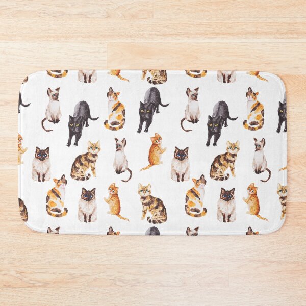 Item preview, Cute cats , pets watercolor seamless pattern on white background designed and sold by artsofy.