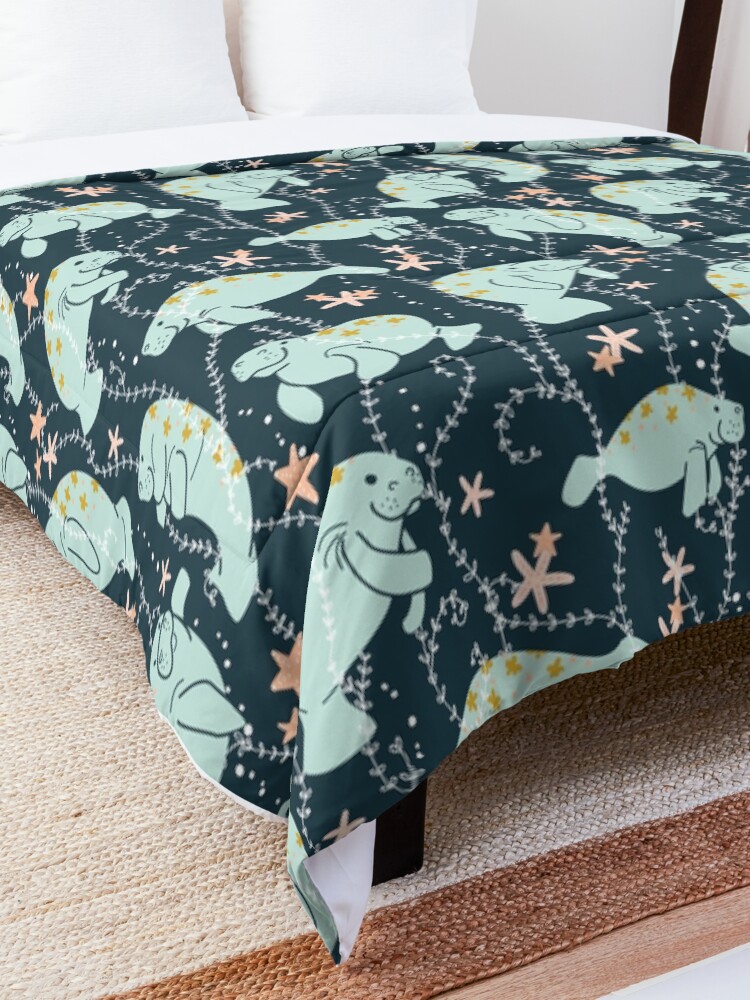 Alternate view of Oh the Hue-Manatee: Teal Comforter
