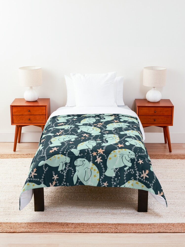 Alternate view of  Oh the Hue-Manatee: Teal Comforter