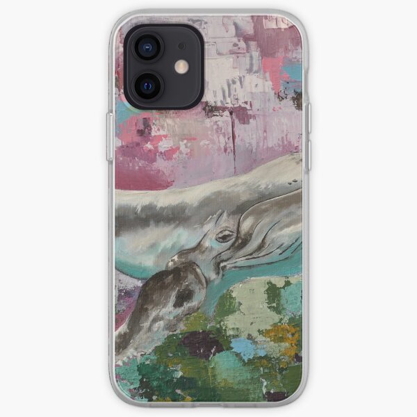Humpback whale on abstract background iPhone Soft Case