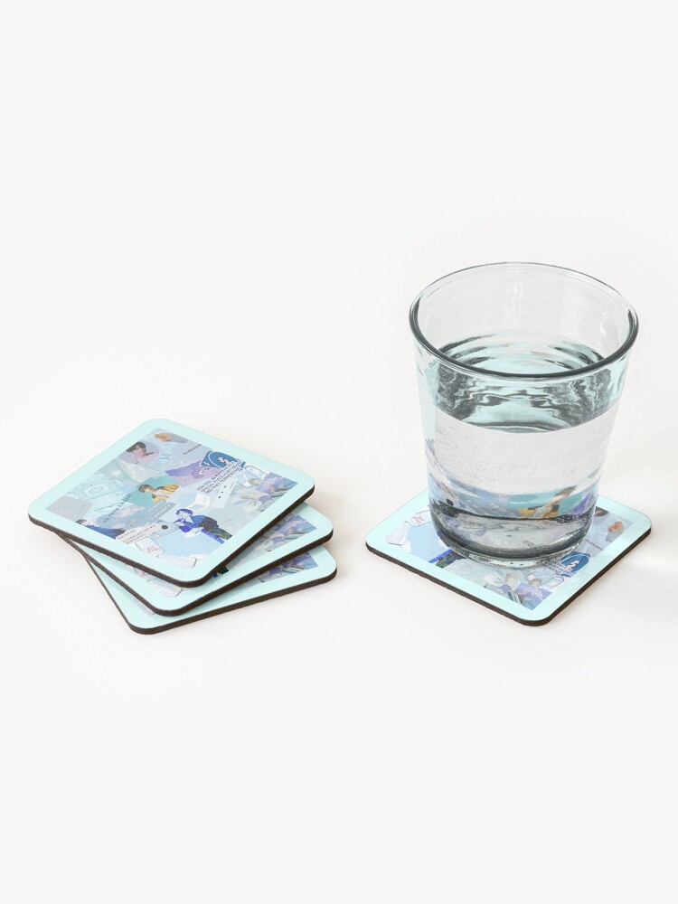 Baby Blue Aesthetic Collage Jungkook Coasters Set Of 4 By K813 Redbubble