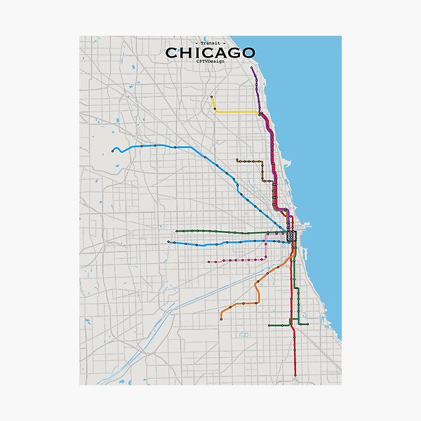 "Chicago Transit Map" Photographic Print By CPTVDesign | Redbubble