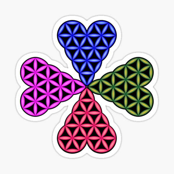 The Heart Of Life x 4, 3D-Colorful. Sticker