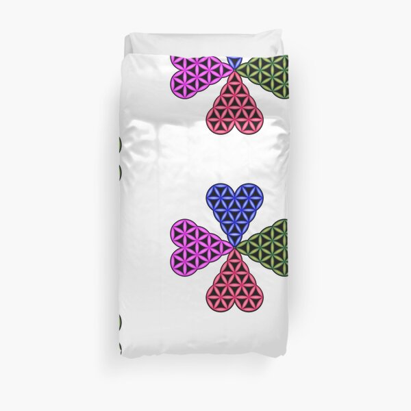 Heart of Life x 4 - Flower of Heart, 3D - Colorful Duvet Cover
