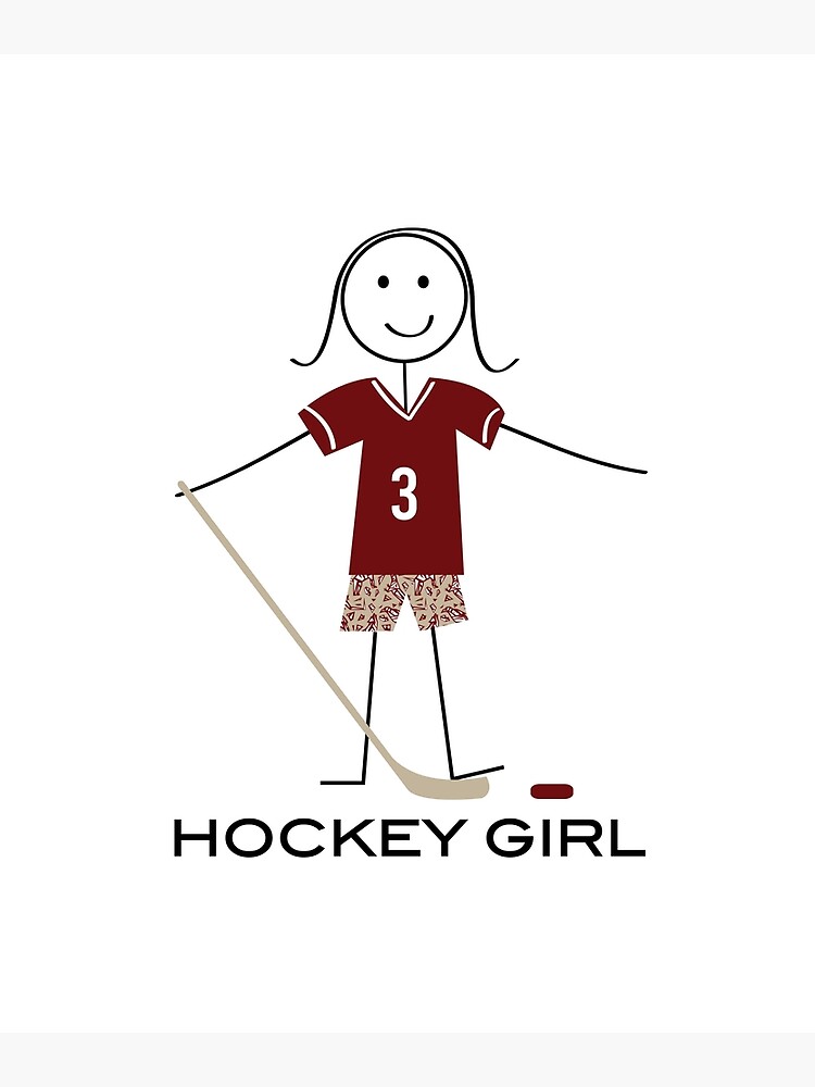"Funny Womens Ice Hockey Girl Stick Figure Illustration" Poster by