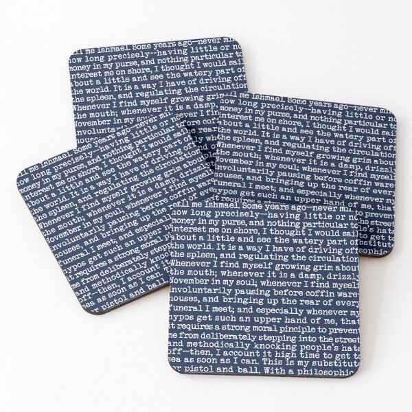 Item preview, Moby Dick Opening Paragraph Herman Melville Literary Typography in White and Nautical Navy Blue designed and sold by kierkegaard.