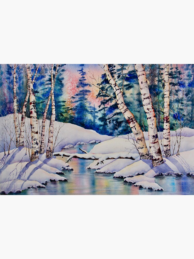 Thumbnail 3 of 3, Sticker, Aspen Winter Sunset designed and sold by stramer.