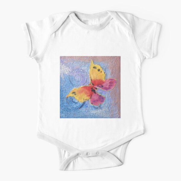 Textured Butterfly Short Sleeve Baby One-Piece