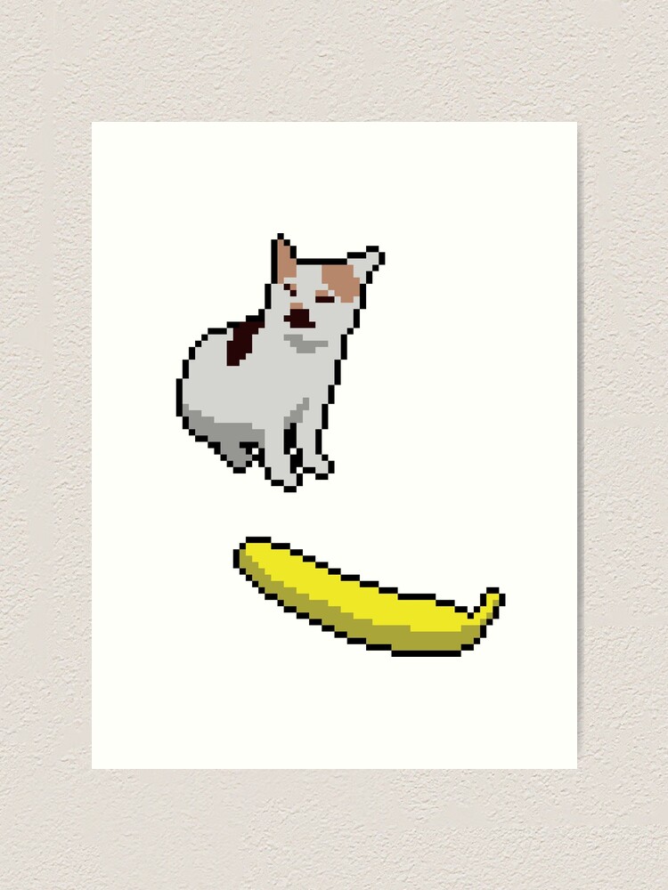 Art, Cat In A Banana Pixel Art