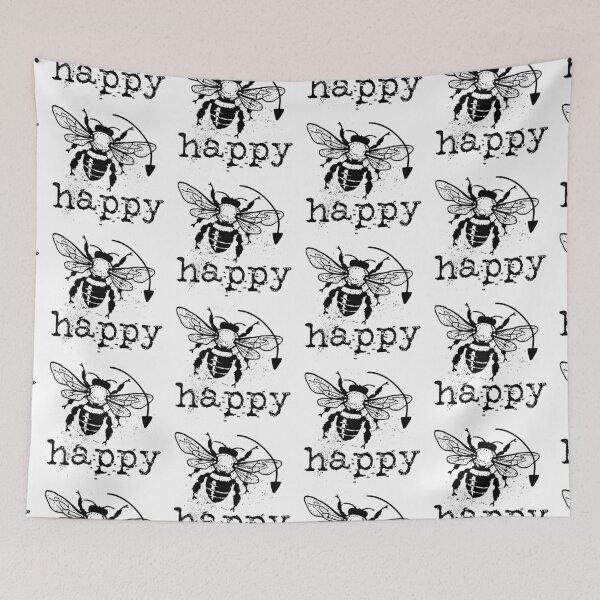 Item preview, Bee happy typography text art quote by Word Fandom - wordfandom designed and sold by Kerry Pritchard.