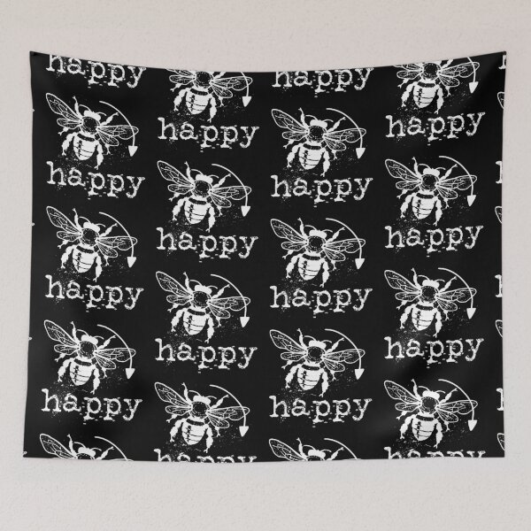 Item preview, Bee happy typography text art quote by Word Fandom - wordfandom designed and sold by Kerry Pritchard.