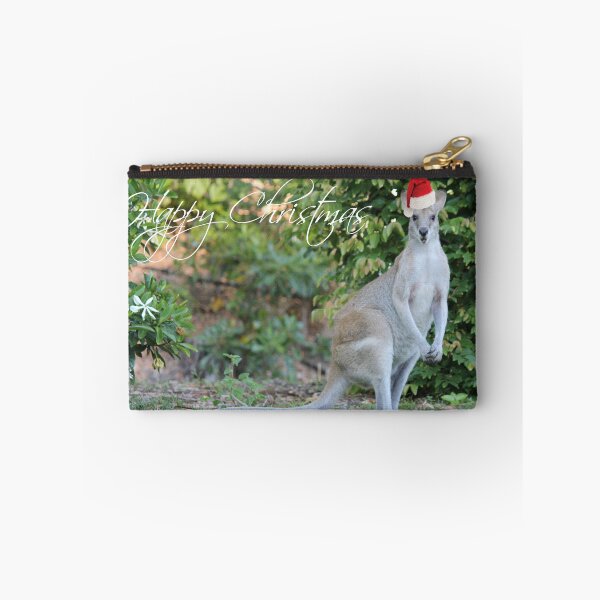 Item preview, Happy Christmas with Australian Kangaroo wearing Santa Hat designed and sold by Kathie Nichols.