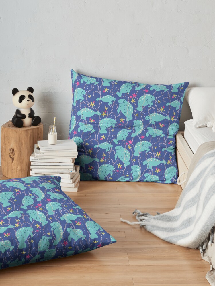 Alternate view of Oh the Hue-Manatee: bright Floor Pillow